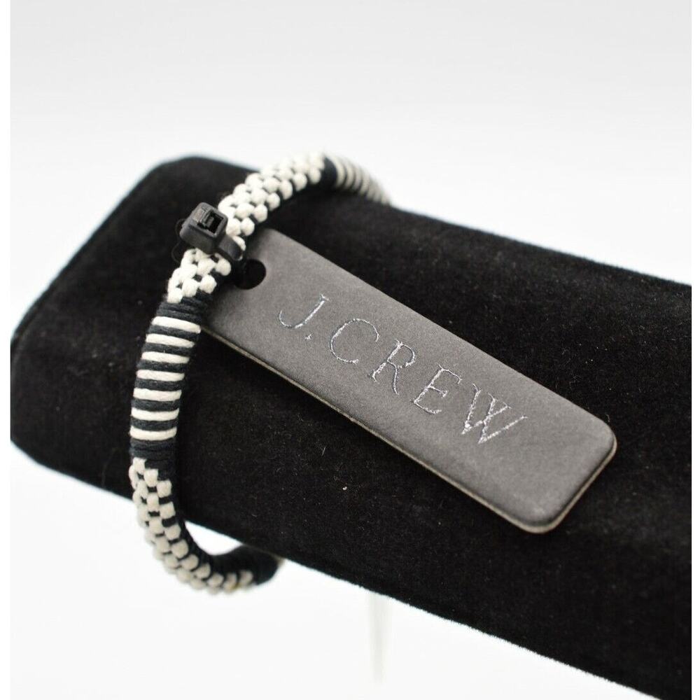 J Crew NWT Statement Cuff Bracelet Black White Friendship Fabric Unique Bin7